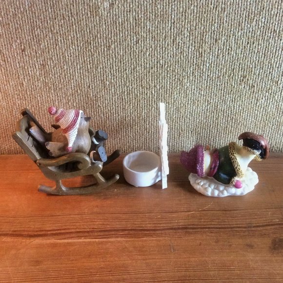 Snow Bird Snow Man Snowflake Winter Figurine Set Snowy Decor Lot - Picture 2 of 5